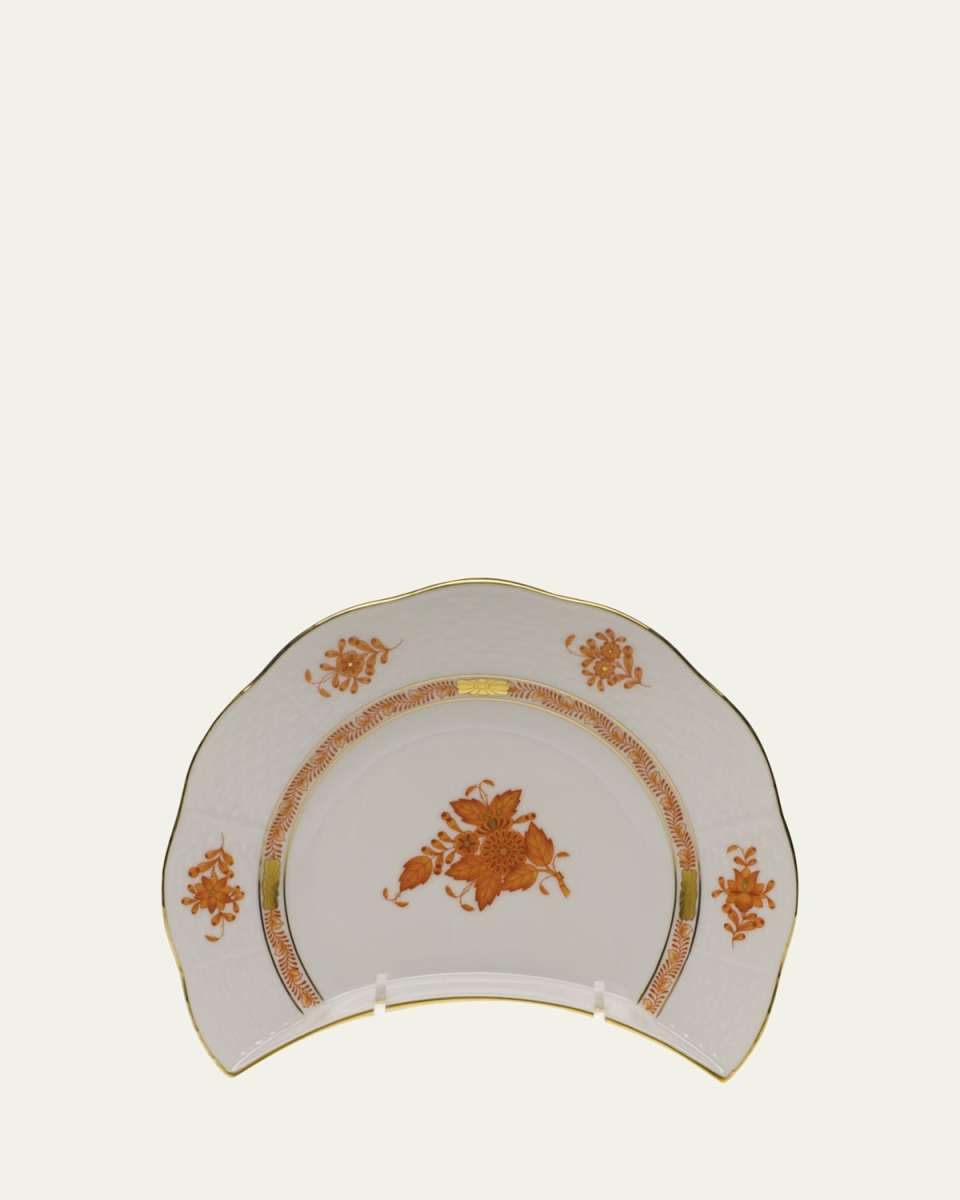 Chinese Bouquet Rust Crescent Salad Plate
